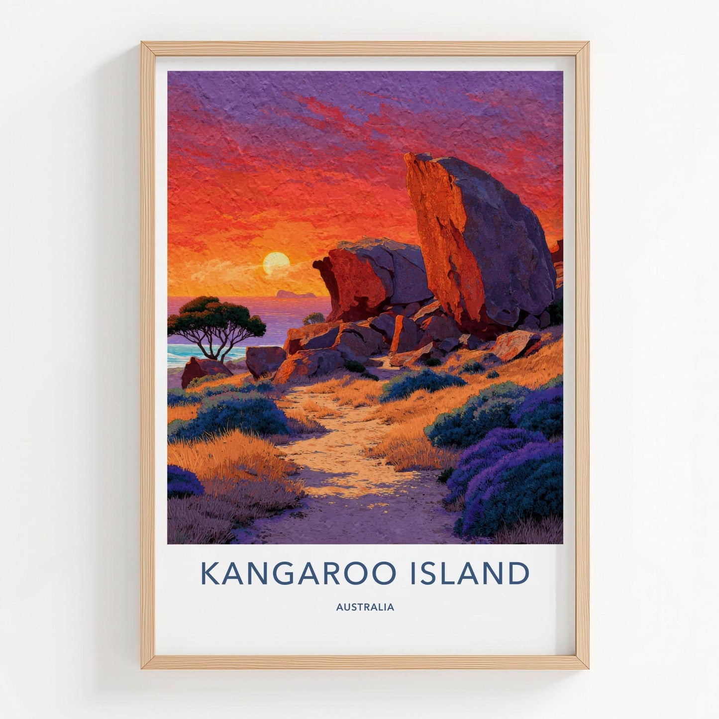 Kangaroo Island Poster - Australia Travel Art - Coastal Rocks Sunset Wall Decor