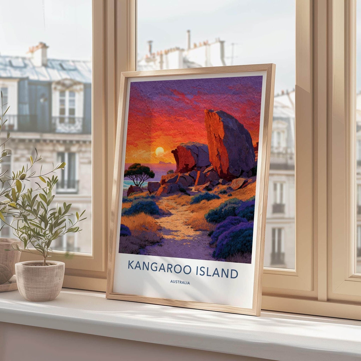 Kangaroo Island Poster - Australia Travel Art - Coastal Rocks Sunset Wall Decor