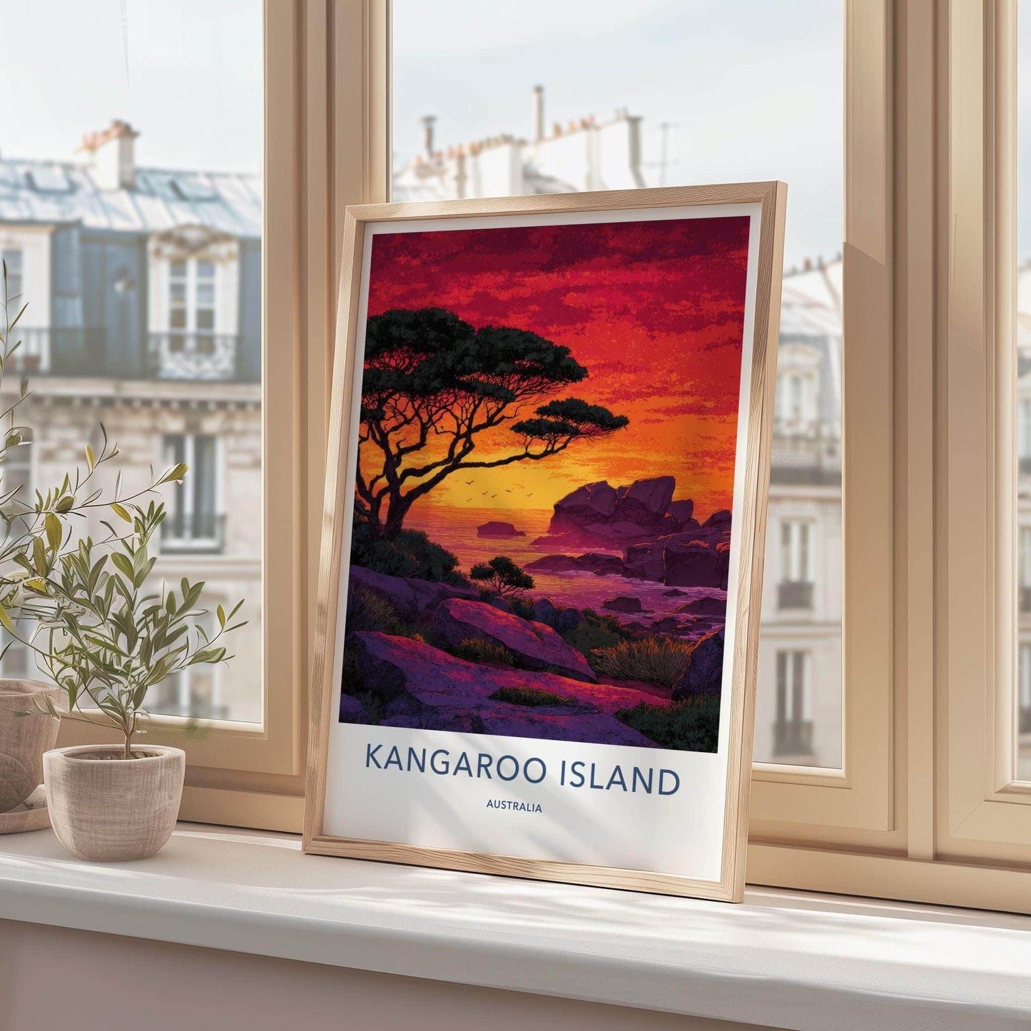 Kangaroo Island Poster - Australia Travel Art - Vibrant Coastal Sunset Home Decor