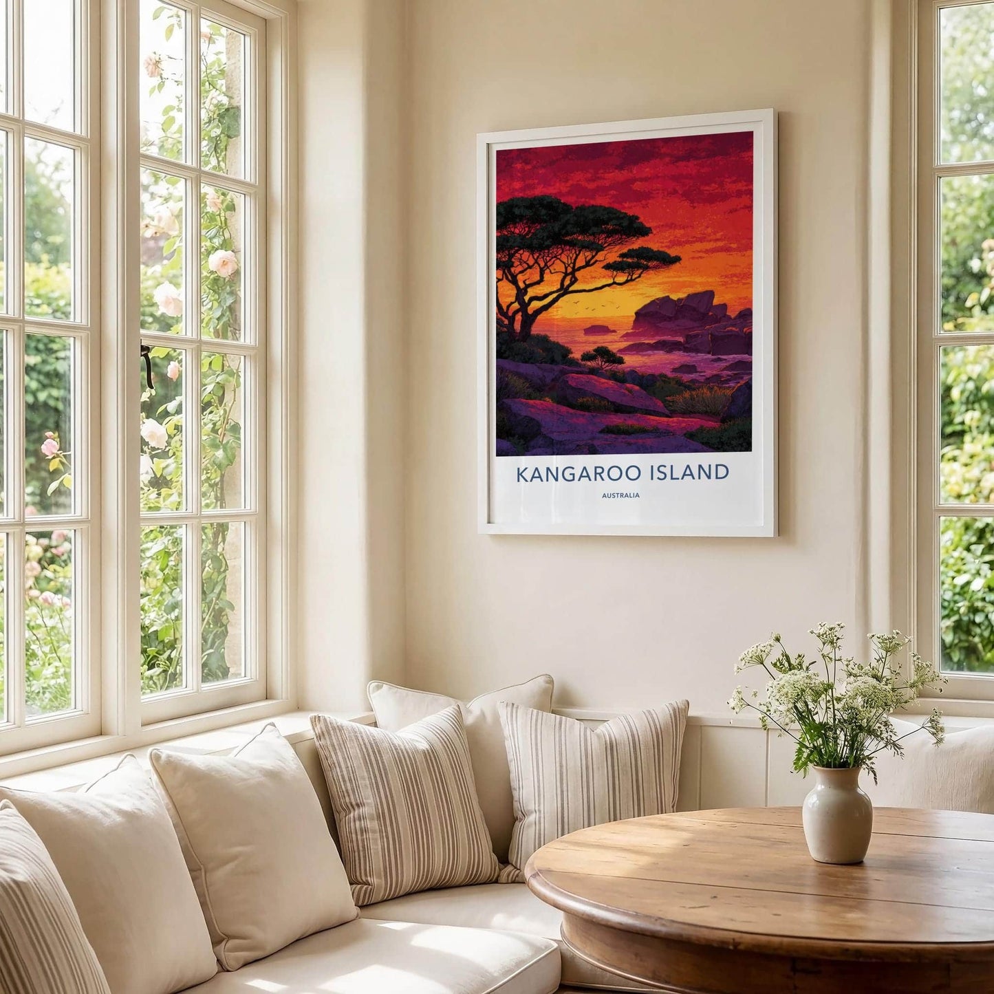 Kangaroo Island Poster - Australia Travel Art - Vibrant Coastal Sunset Home Decor