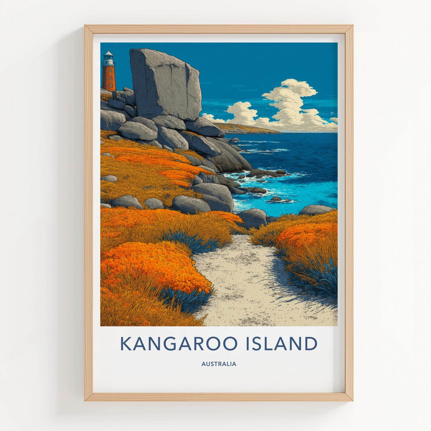 Kangaroo Island Poster - Australia Wall Art - Lighthouse Coastal Path Home Decor