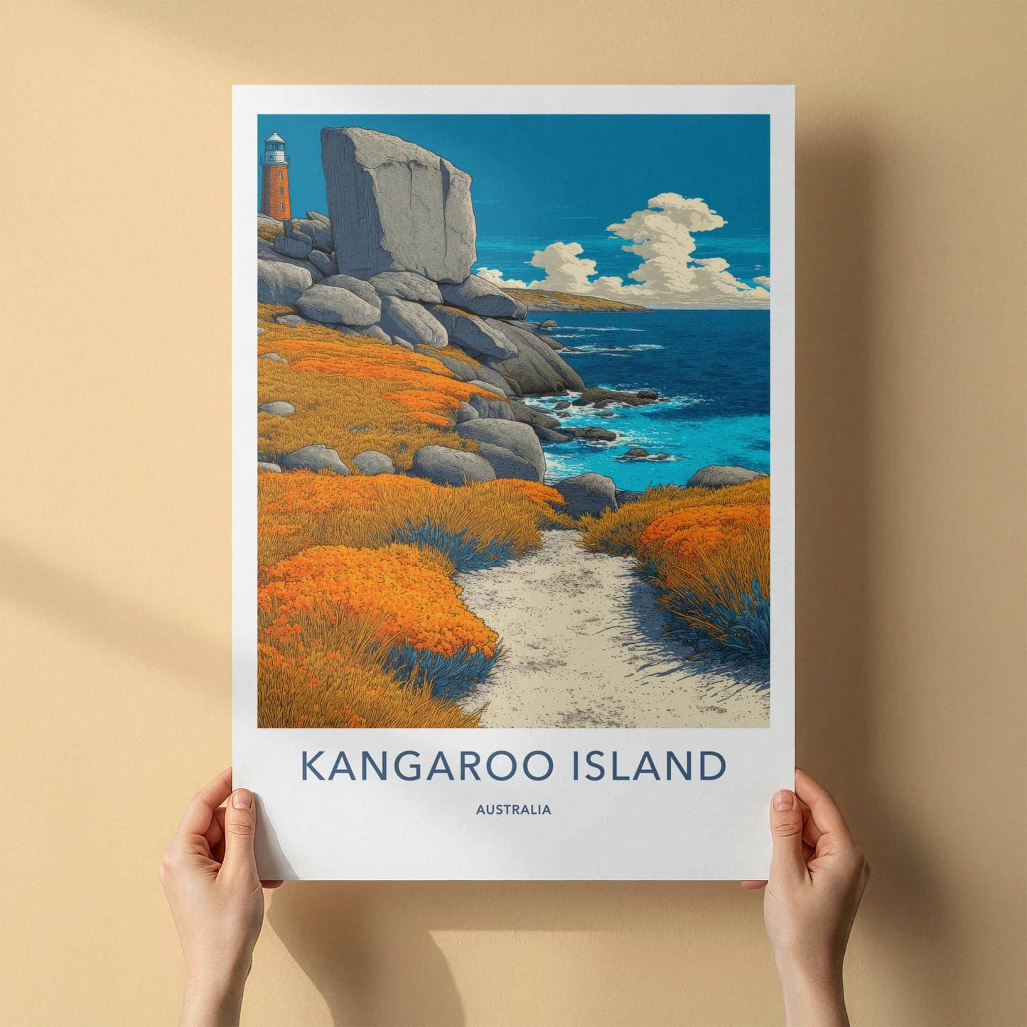 Kangaroo Island Poster - Australia Wall Art - Lighthouse Coastal Path Home Decor