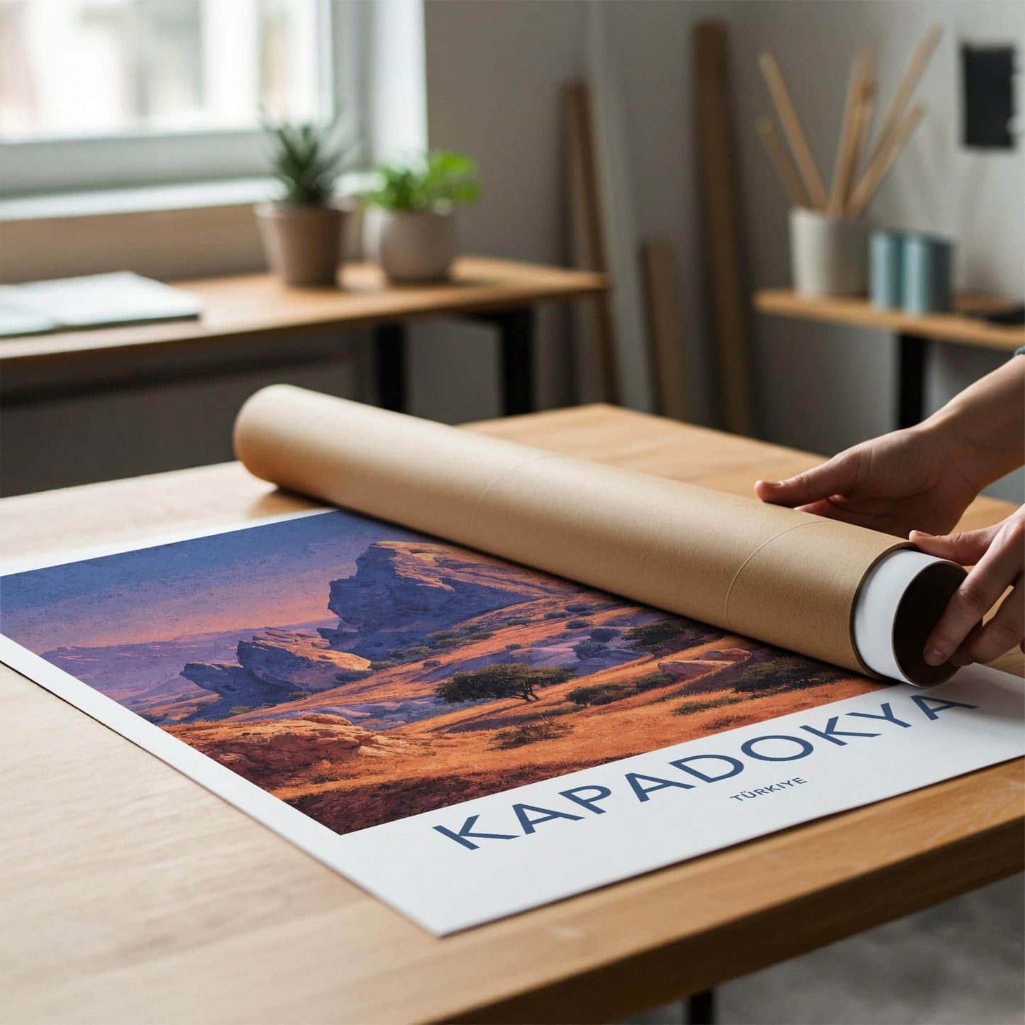 Kapadokya Poster - Turkey Travel Art - Majestic Rock Formations Home Decor