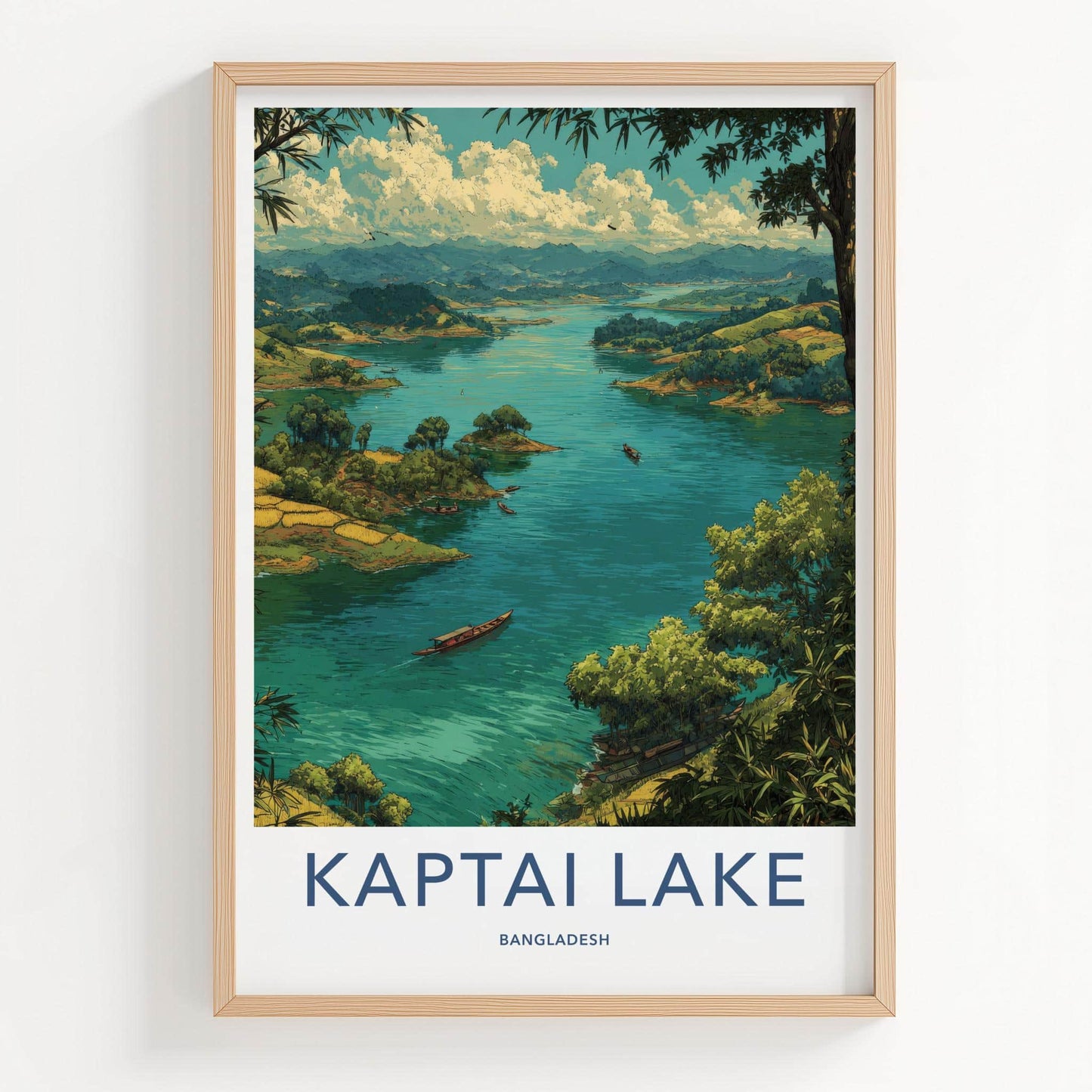 Kaptai Lake Poster - Bangladesh Art Print - Scenic Mountain Lake Wall Decor