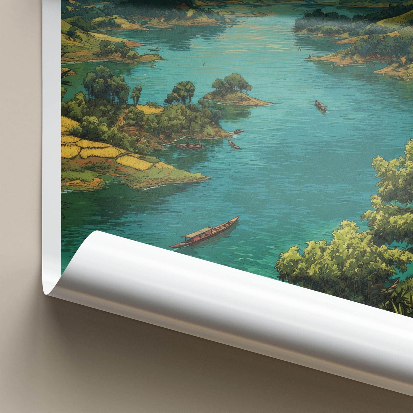 Kaptai Lake Poster - Bangladesh Art Print - Scenic Mountain Lake Wall Decor