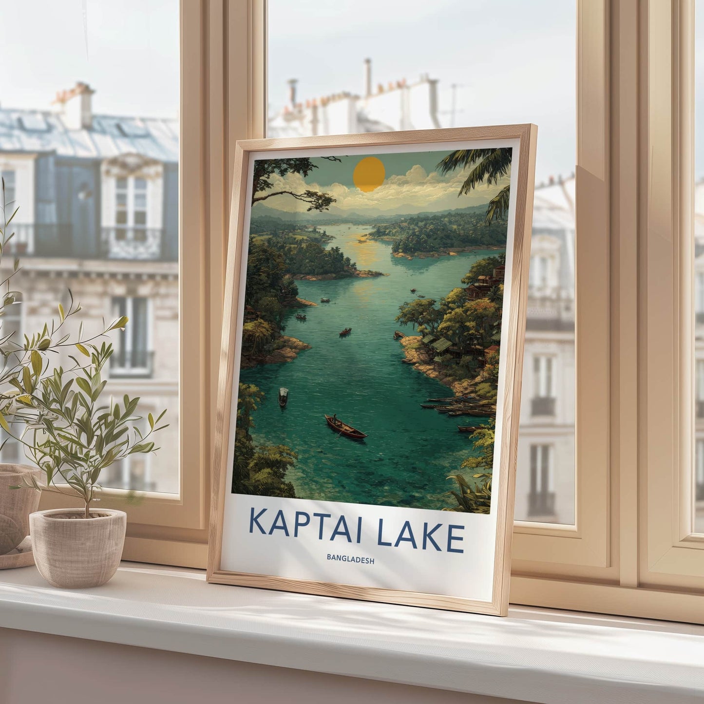 Kaptai Lake Poster - Bangladesh Travel Print - Scenic Lake Boats Home Decor