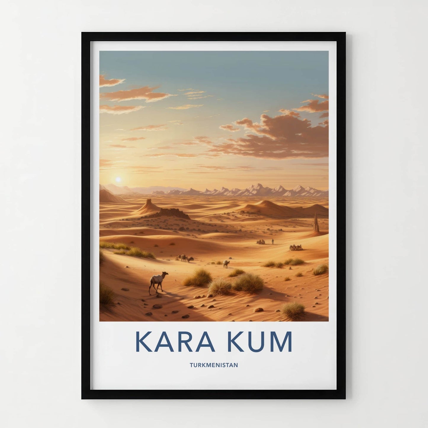 Kara Kum Poster - Turkmenistan Wall Art - Golden Desert Dunes Home Decor