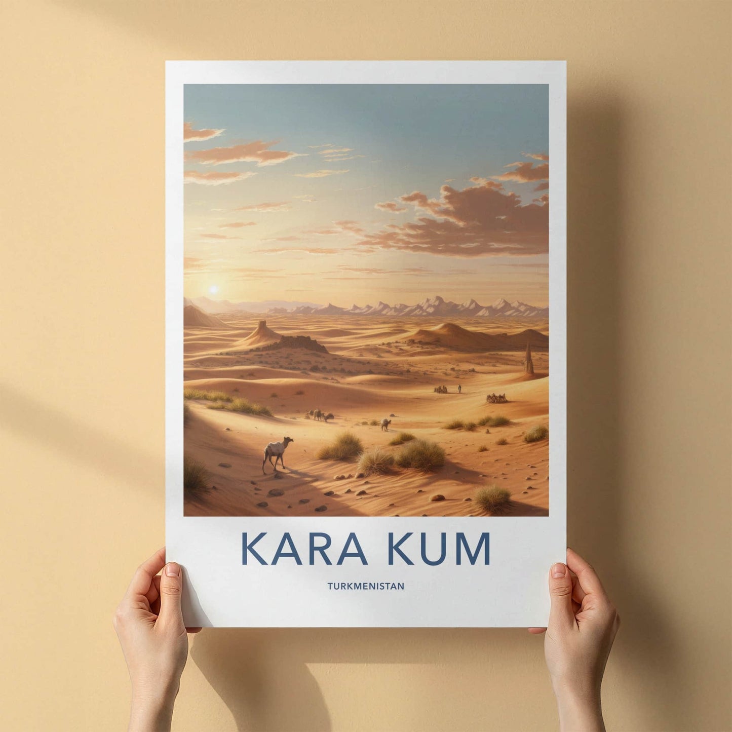 Kara Kum Poster - Turkmenistan Wall Art - Golden Desert Dunes Home Decor