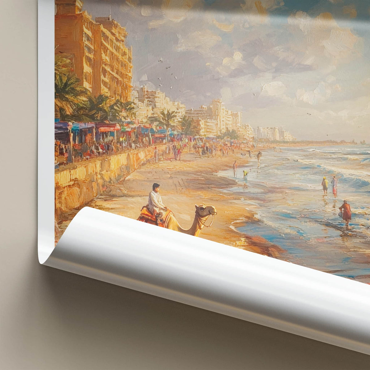 Karachi Poster - Pakistan Travel Art - Camel Rider Beach Home Decor