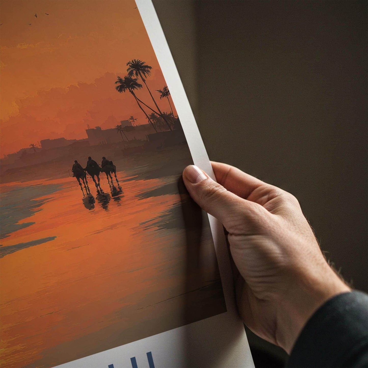 Karachi Poster - Pakistan Travel Art - Camel Riders Sunset Home Decor