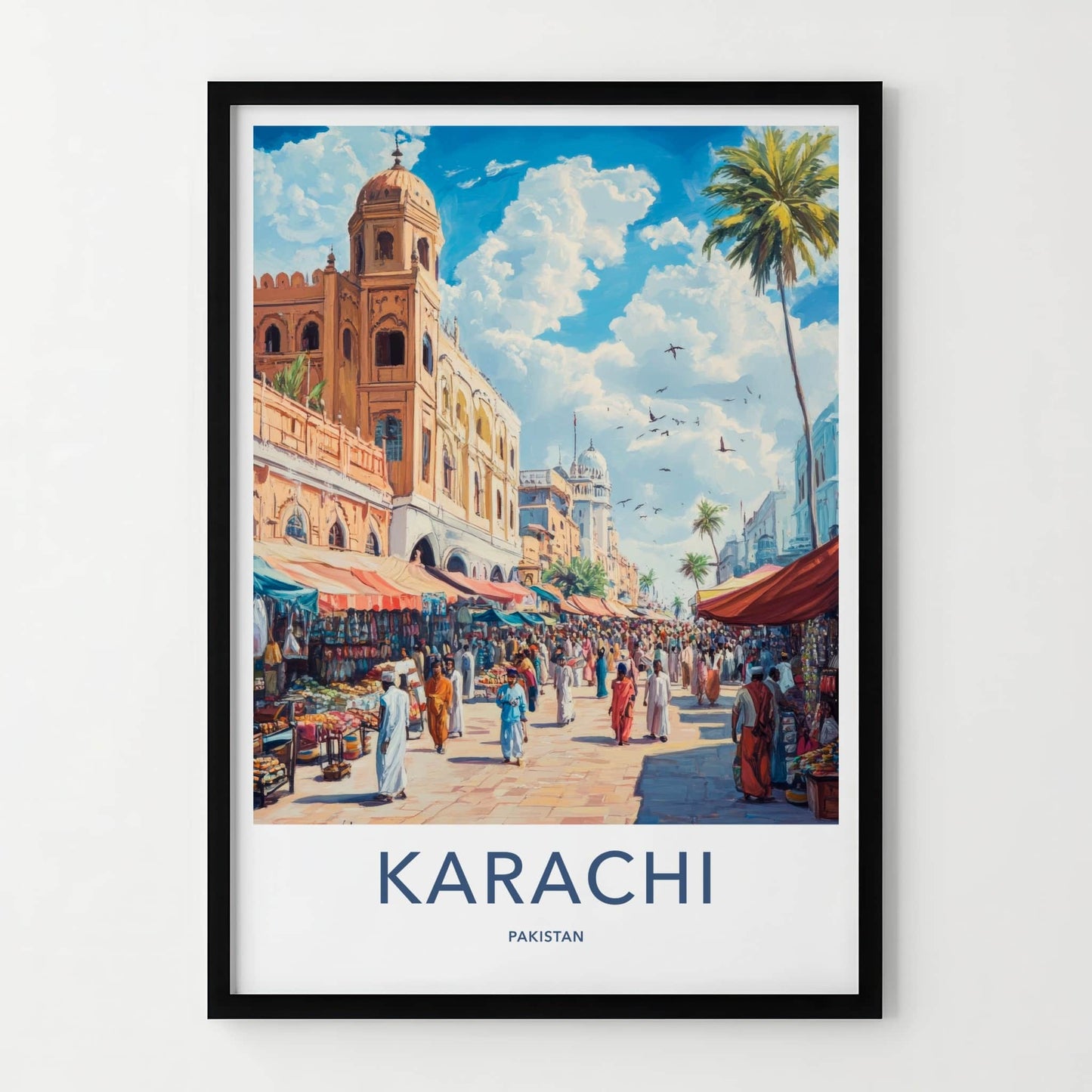 Karachi Poster - Pakistan Travel Art - Lively Market Scene Home Decor