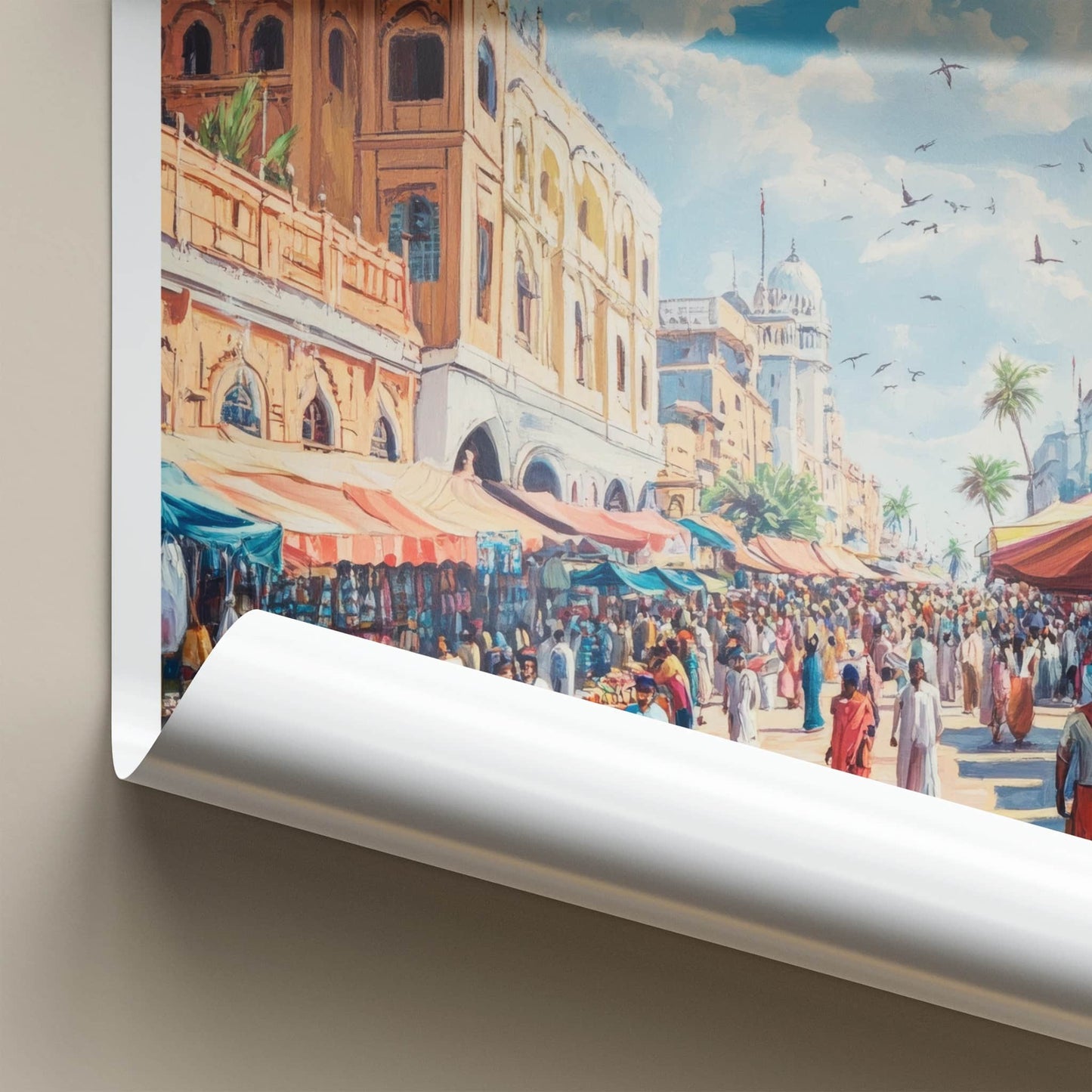 Karachi Poster - Pakistan Travel Art - Lively Market Scene Home Decor