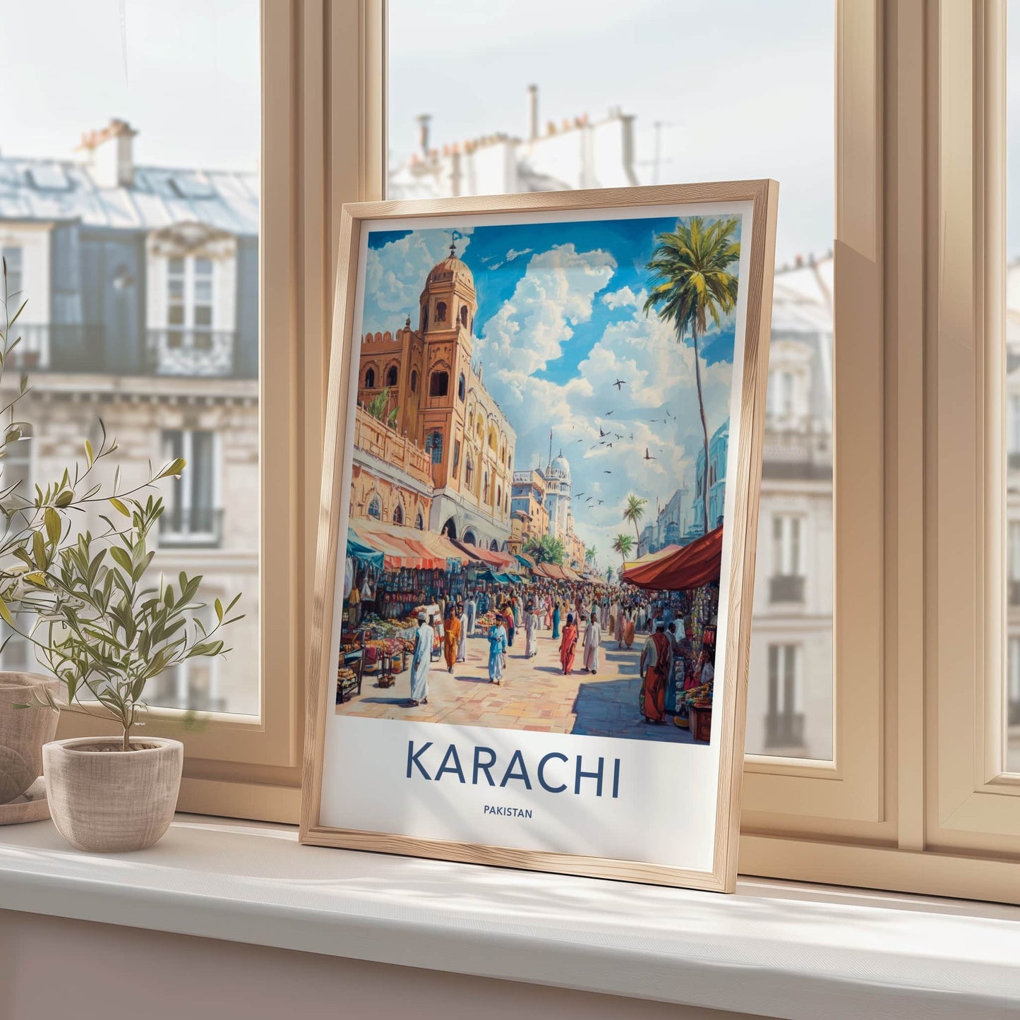 Karachi Poster - Pakistan Travel Art - Lively Market Scene Home Decor