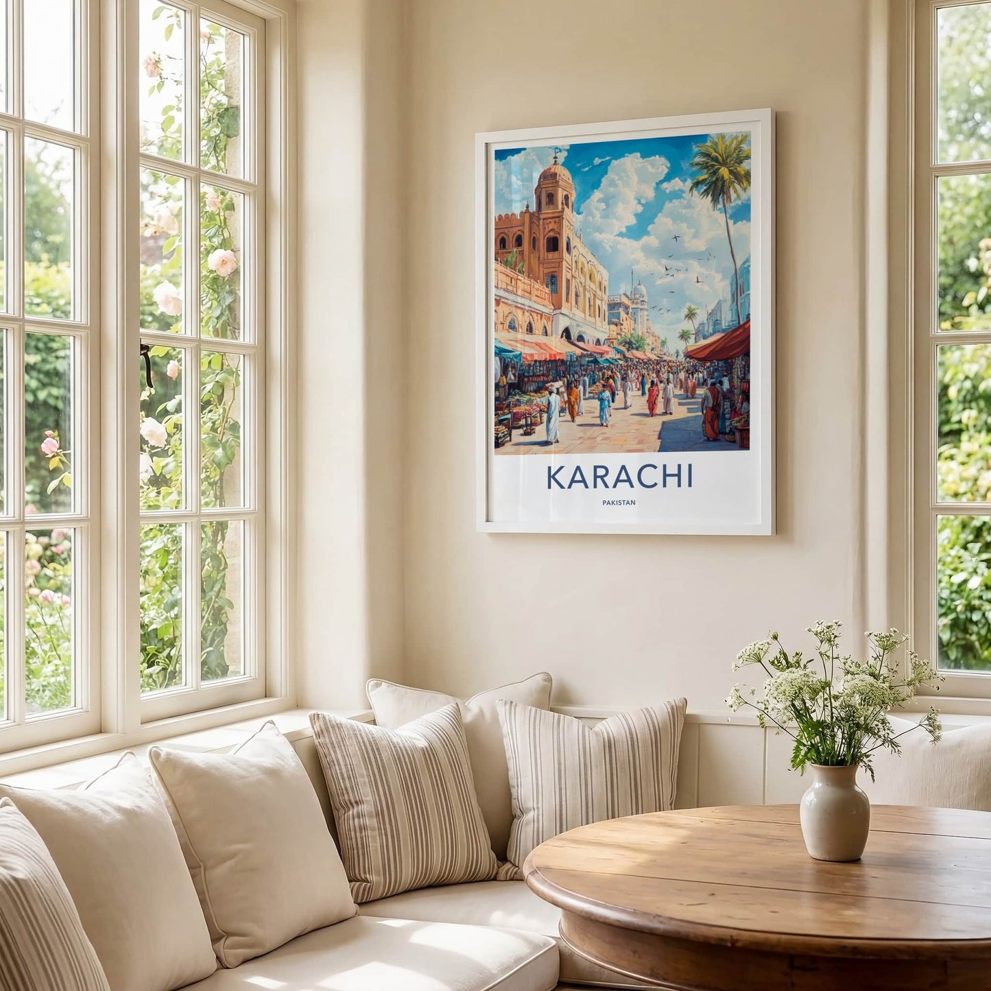 Karachi Poster - Pakistan Travel Art - Lively Market Scene Home Decor