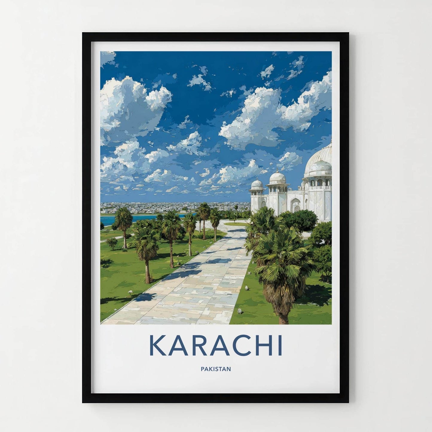Karachi Poster - Pakistan Travel Art - White Dome Building Home Decor