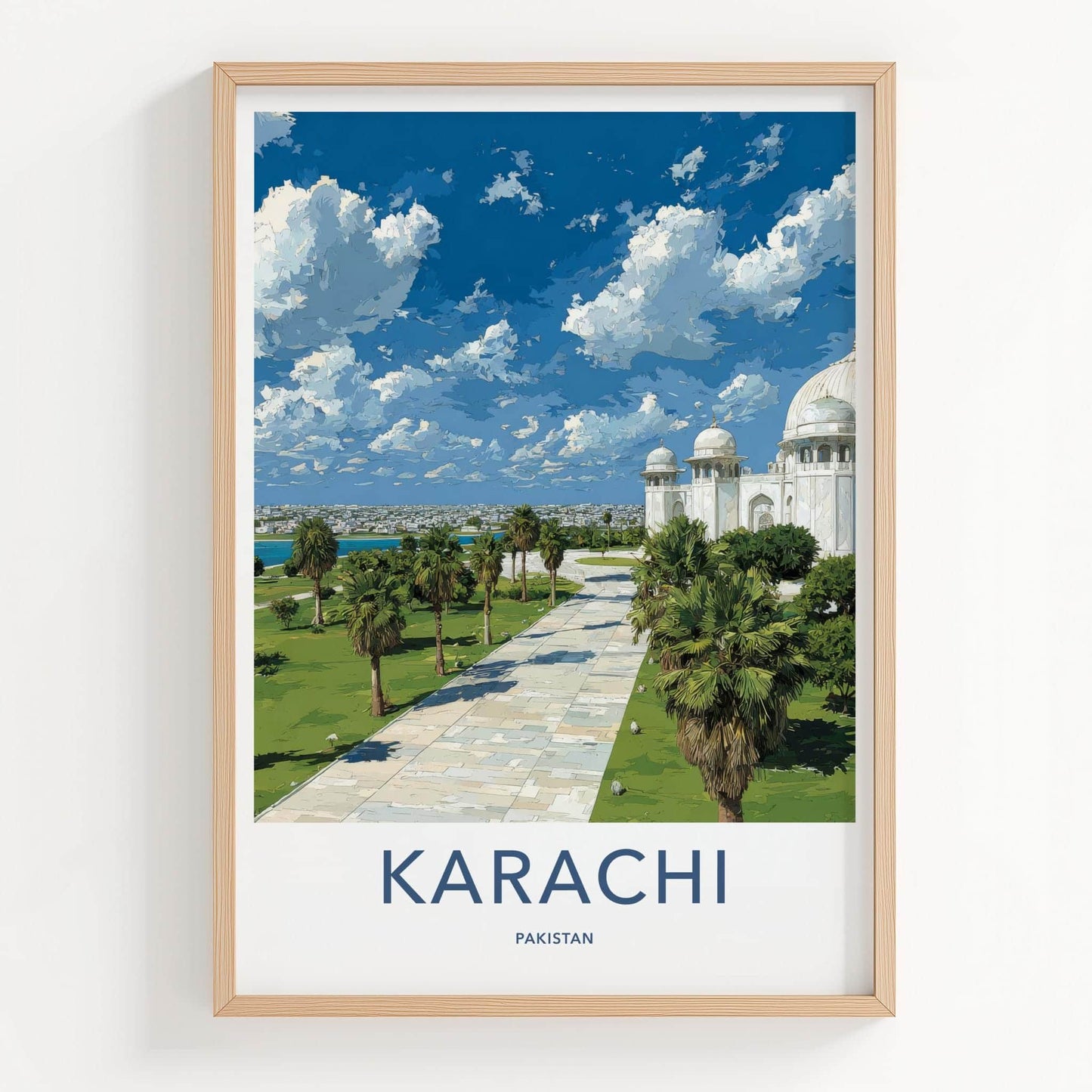 Karachi Poster - Pakistan Travel Art - White Dome Building Home Decor