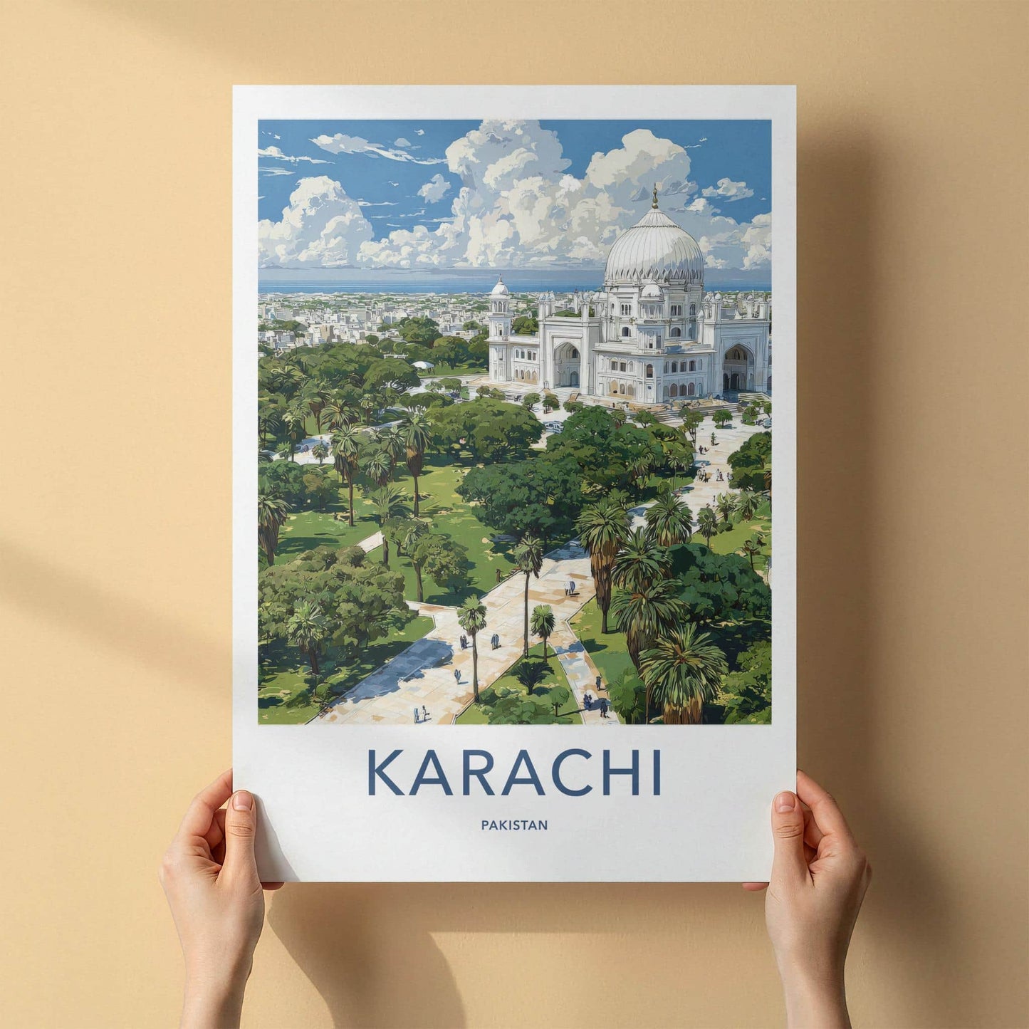 Karachi Poster - Pakistan Wall Art - Majestic Dome Green Gallery Art