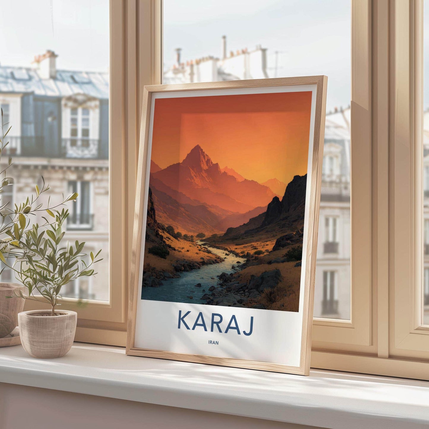 Karai Poster - Iran Framed Print - Orange Sky Mountain Framed Decor