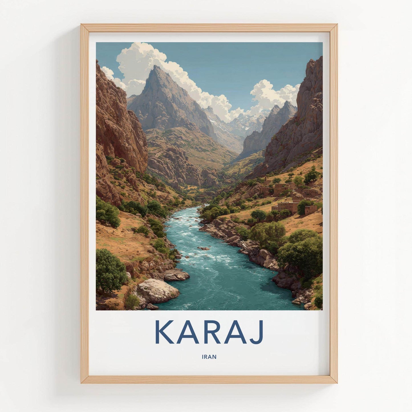 Karaj Poster - Iran Travel Art - Majestic Mountain River Wall Decor
