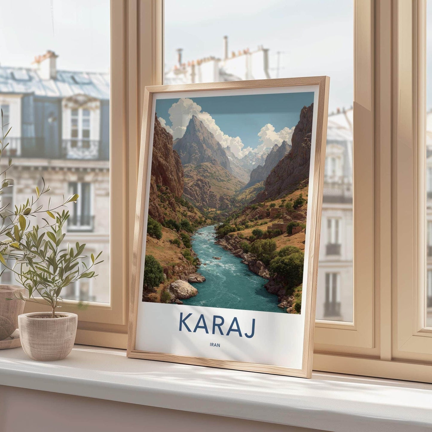Karaj Poster - Iran Travel Art - Majestic Mountain River Wall Decor