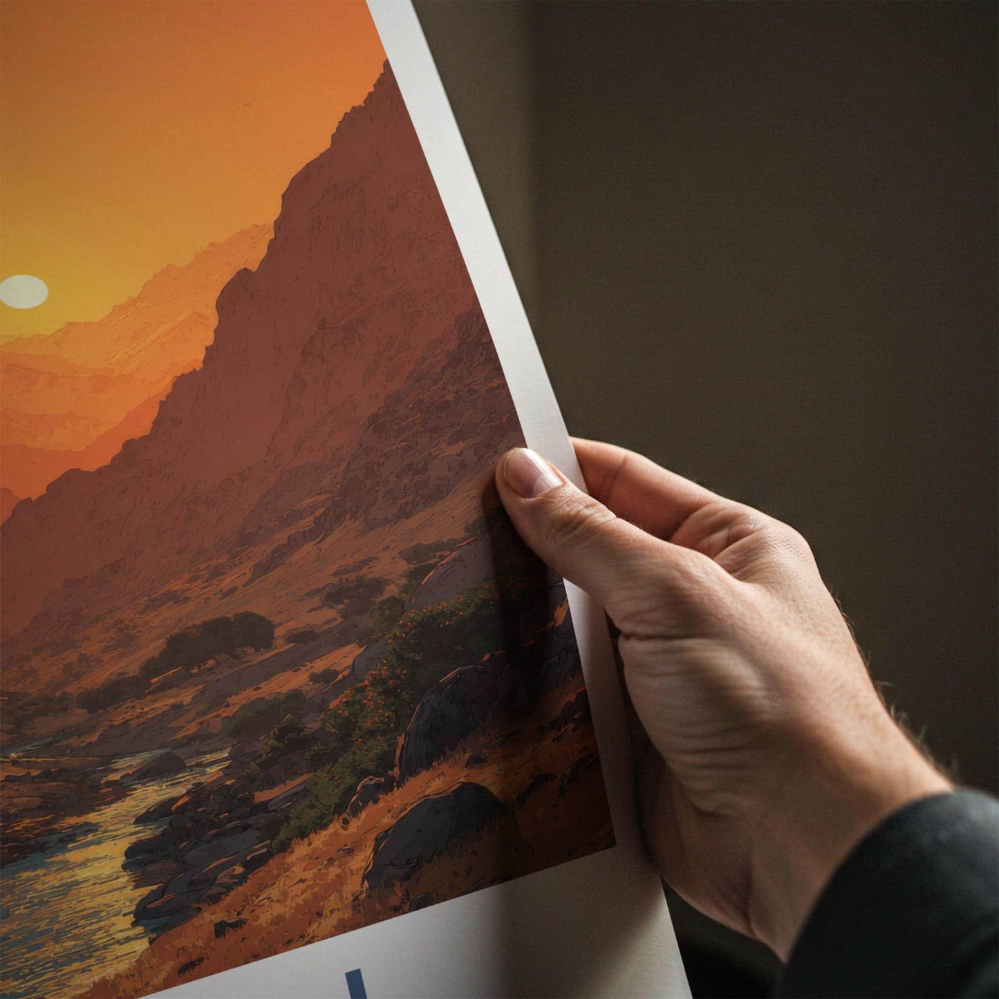 Karaj Poster - Iran Travel Art - Mountain River Sunset Home Decor