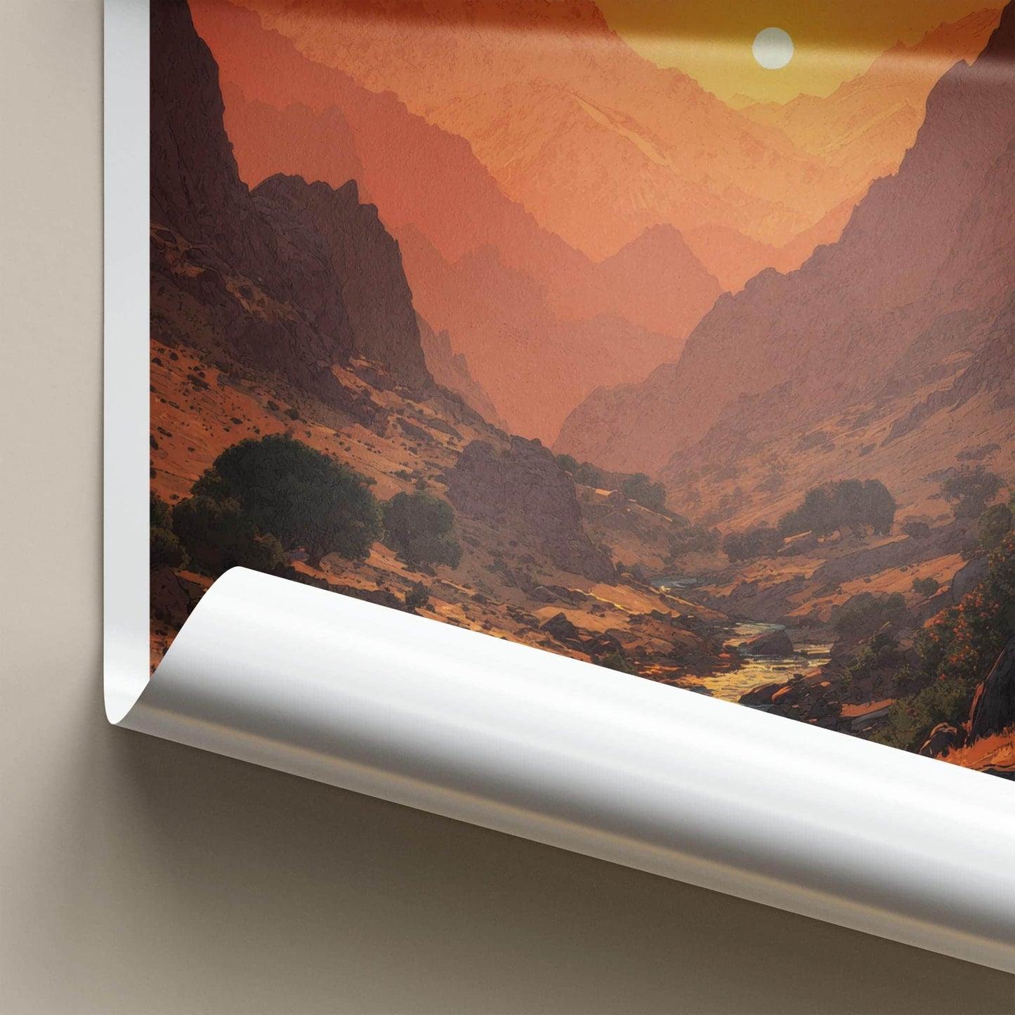 Karaj Poster - Iran Travel Art - Mountain River Sunset Home Decor