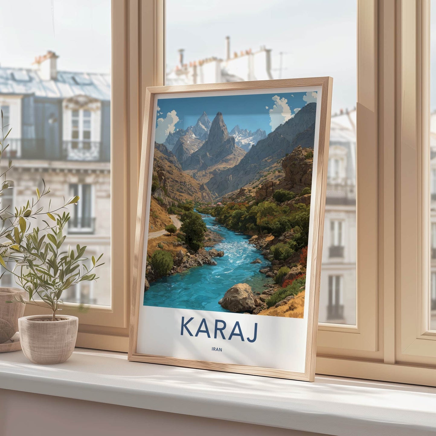 Karaj Poster - Iran Travel Art - Mountain River Village Gallery Art