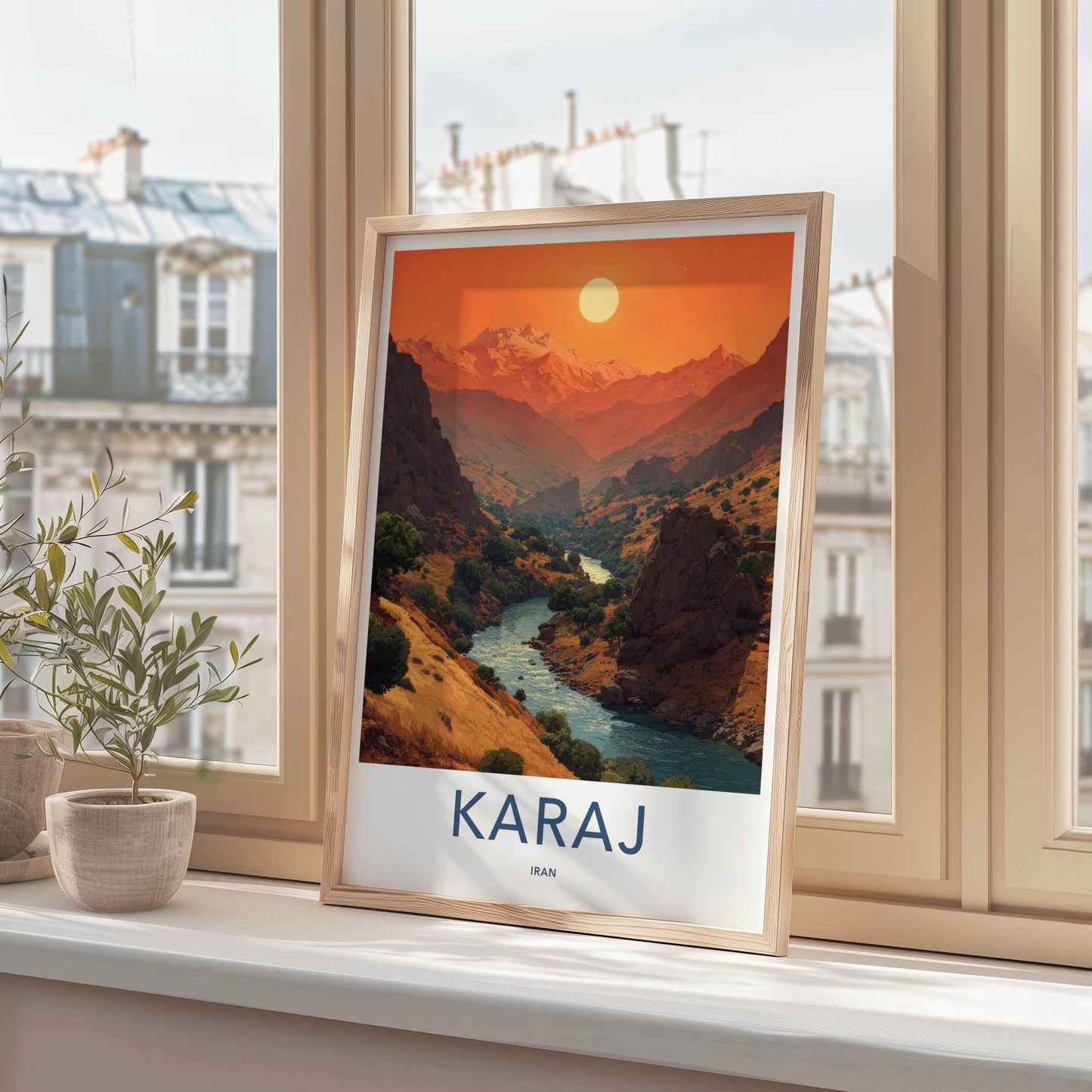 Karaj Poster - Iran Travel Art - Mountainous River Valley Home Decor