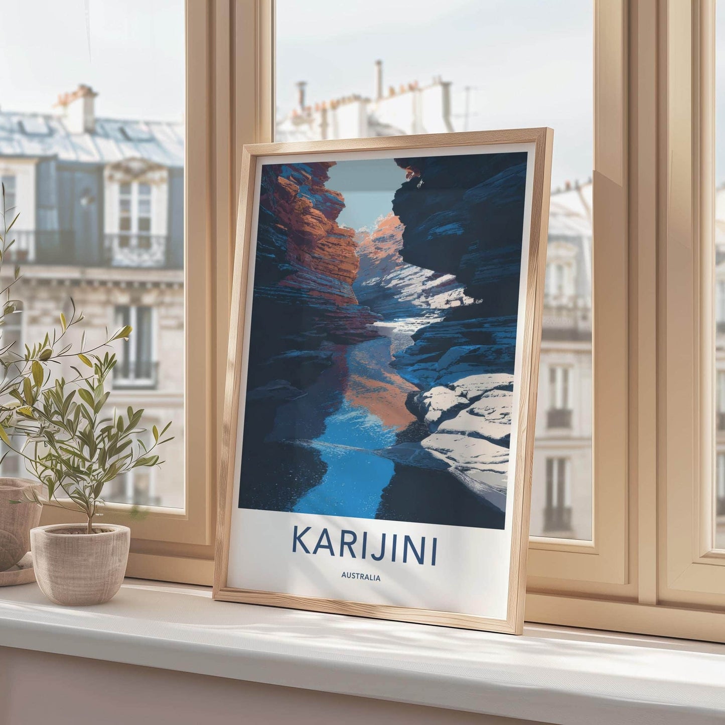 Karijini Poster - Australia Travel Art - Canyon River Reflections Home Decor