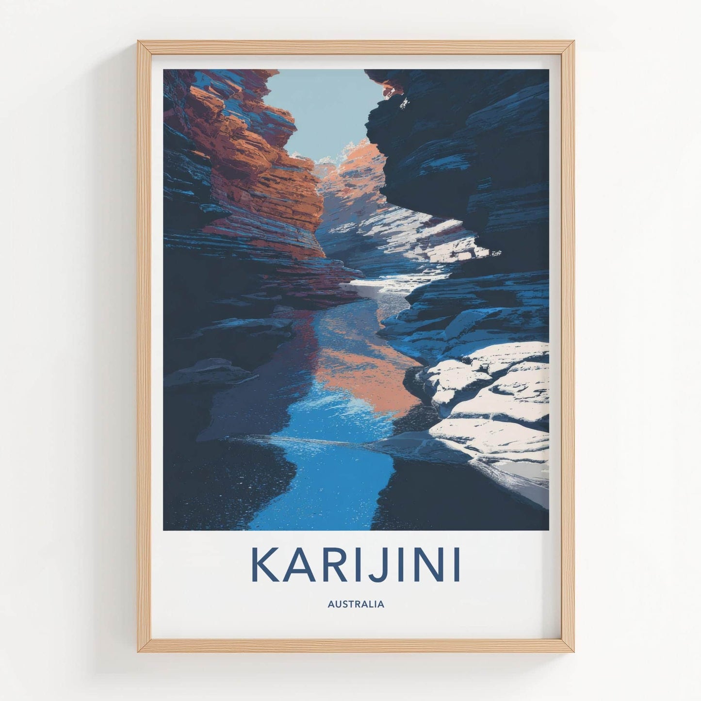 Karijini Poster - Australia Travel Art - Canyon River Reflections Home Decor
