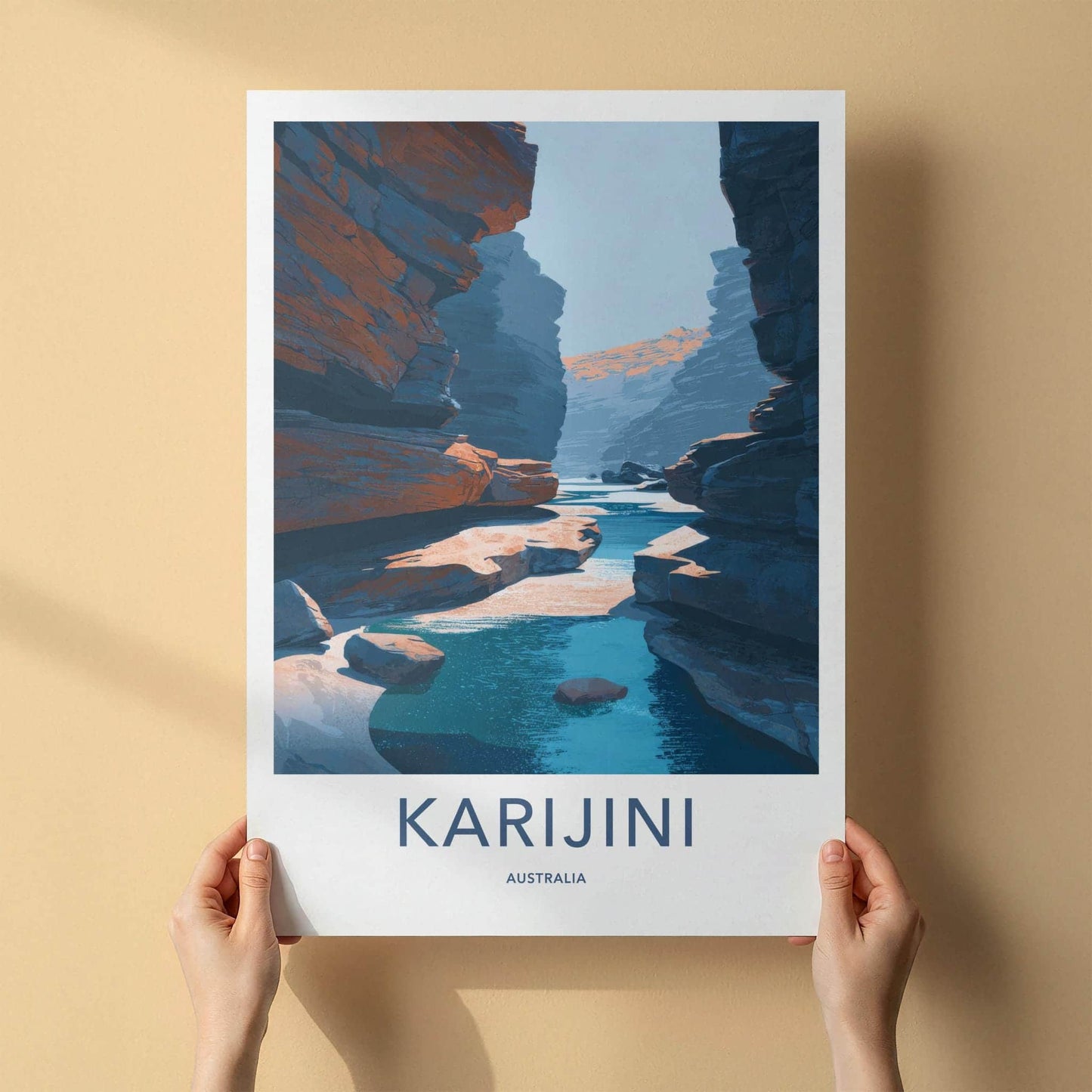 Karijini Poster - Australia Travel Art - Deep Canyon River Home Decor