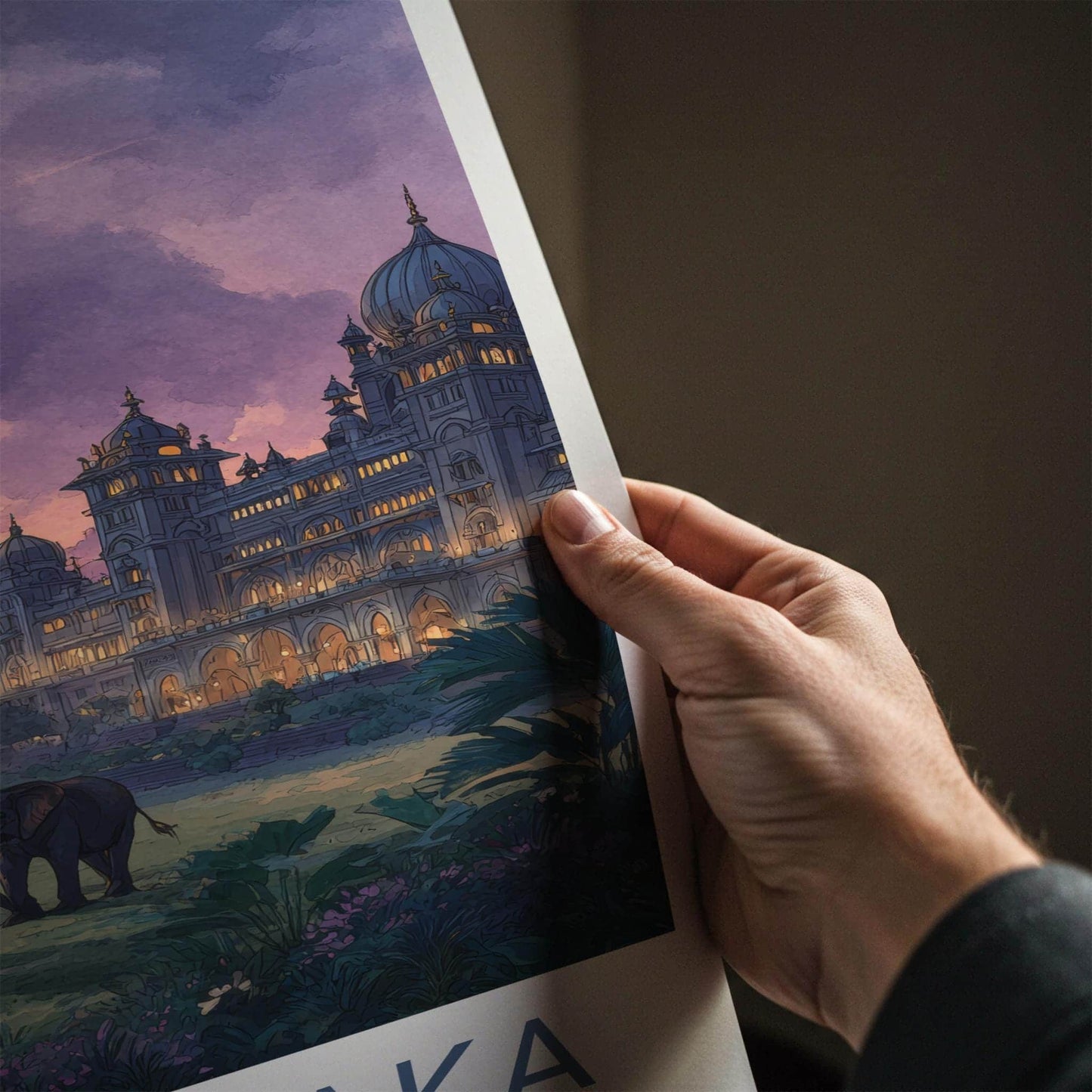 Karnataka Poster - India Travel Art - Karnataka Elephants Sunset Home Decor