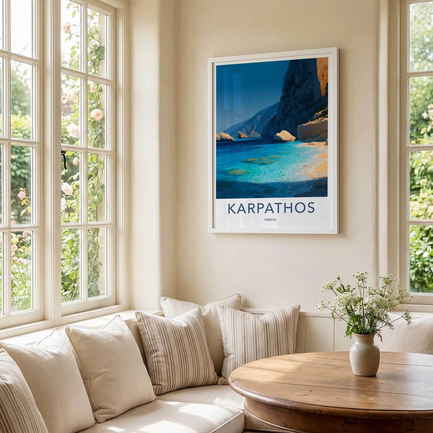 Karpathos Poster - Greece Framed Art - Clear Sea Cliffs Framed Decor