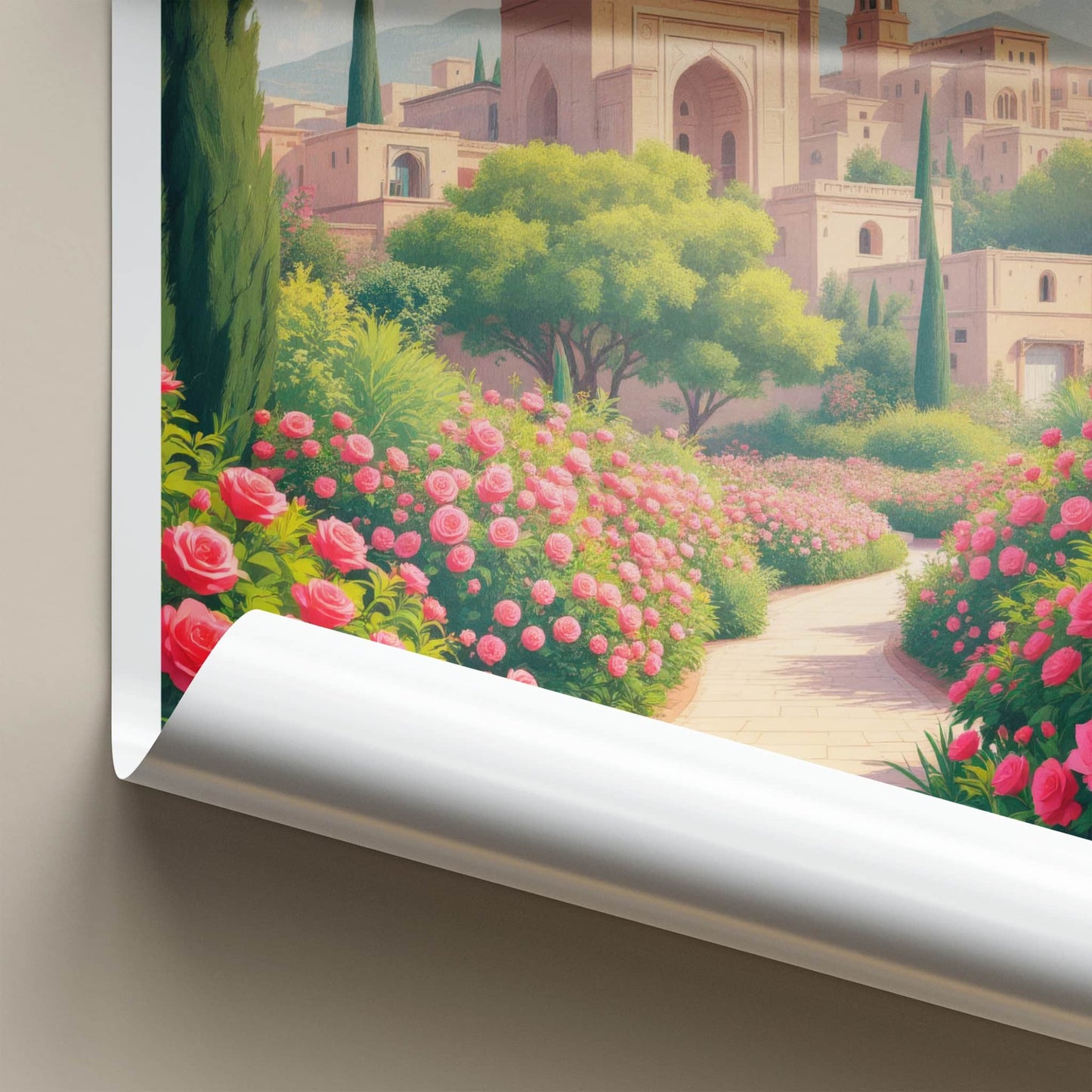 Kashan Poster - Iran Travel Art - Flowering Garden Path Home Decor