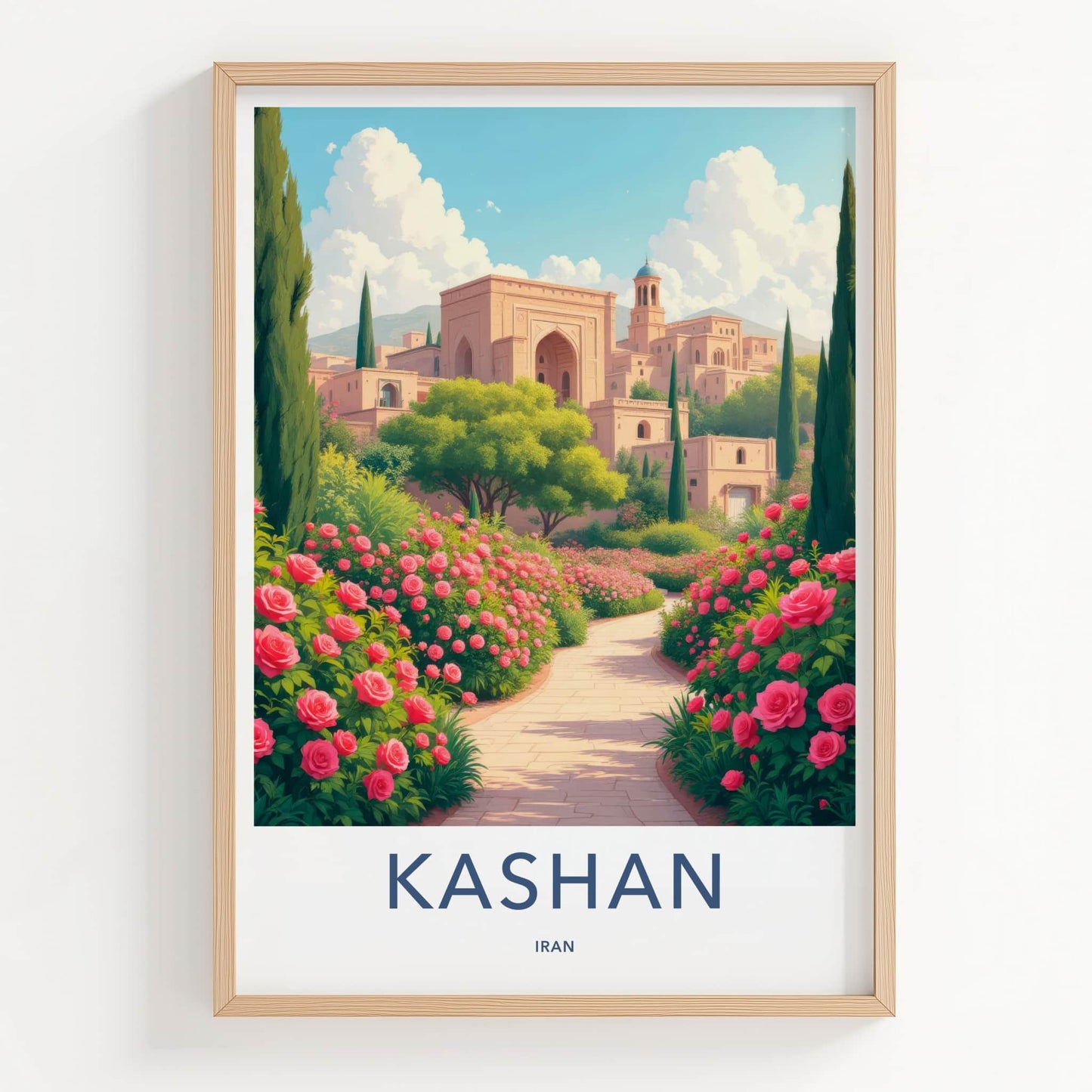 Kashan Poster - Iran Travel Art - Flowering Garden Path Home Decor