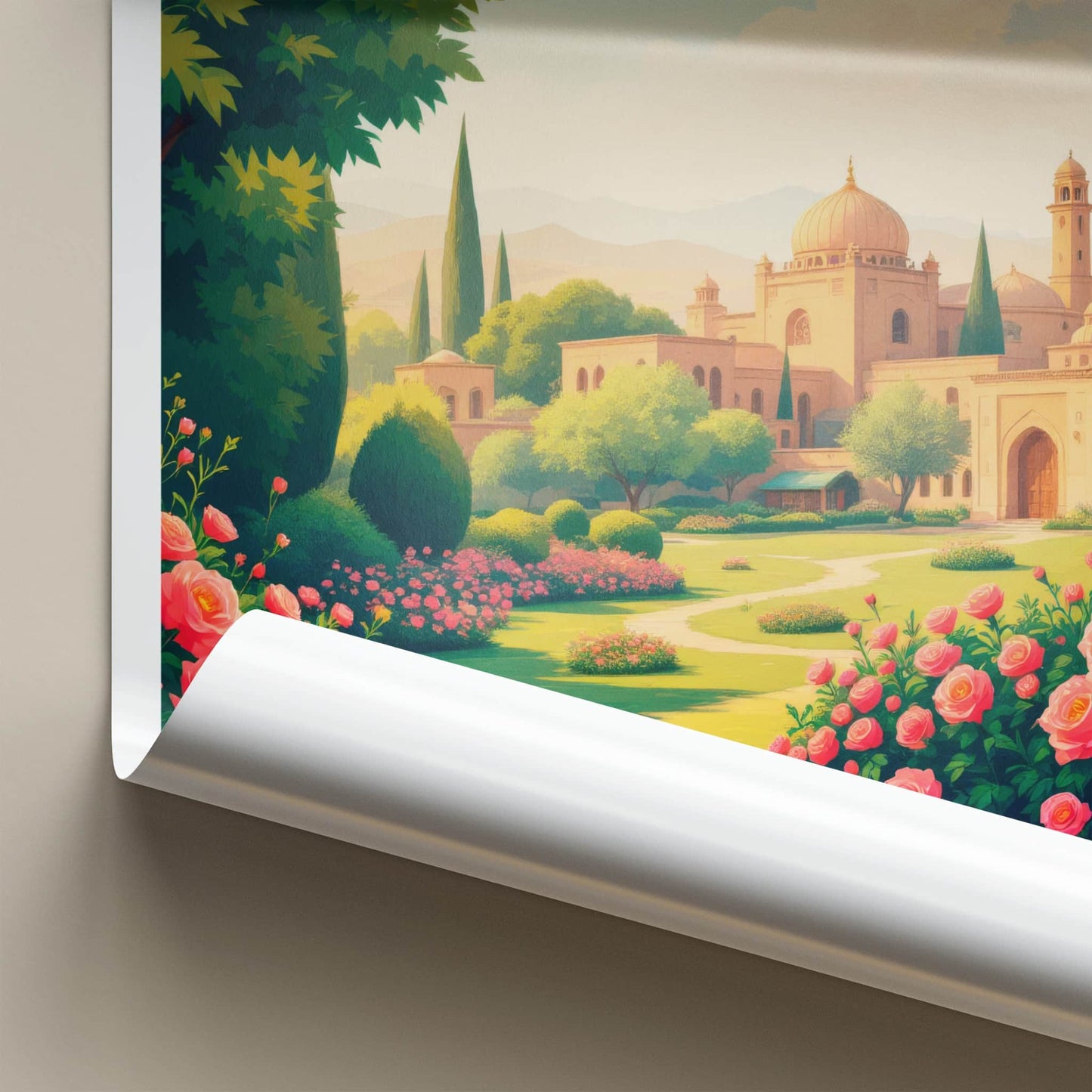 Kashan Poster - Iran Travel Print - Historic Persian Garden Lounge Decor