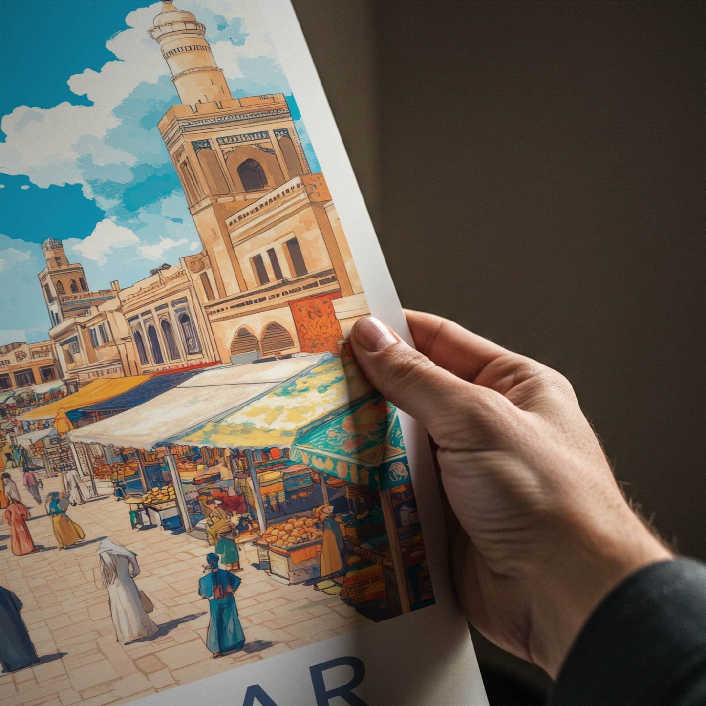 Kashgar Poster - China Travel Art - Bustling Market Street Wall Decor