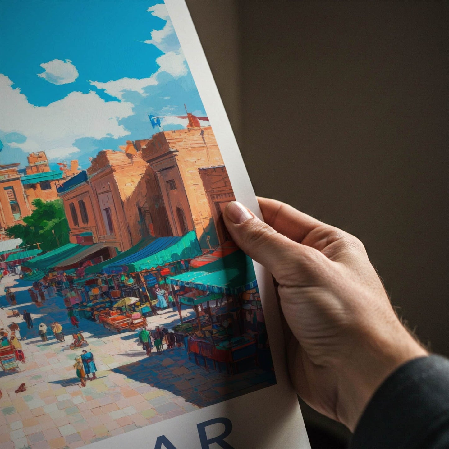 Kashgar Poster - China Travel Art - Vibrant Market Street Home Decor