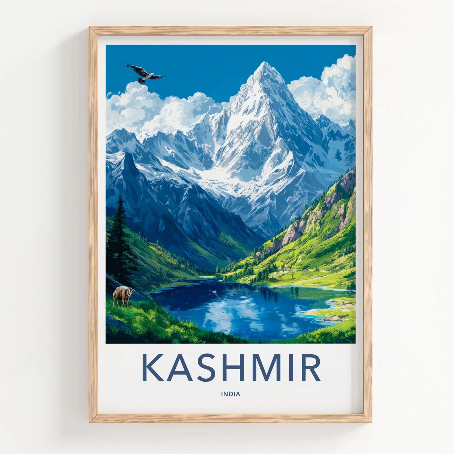 Kashmir Poster - India Travel Art - Kashmir Majestic Mountain Vista Home Decor