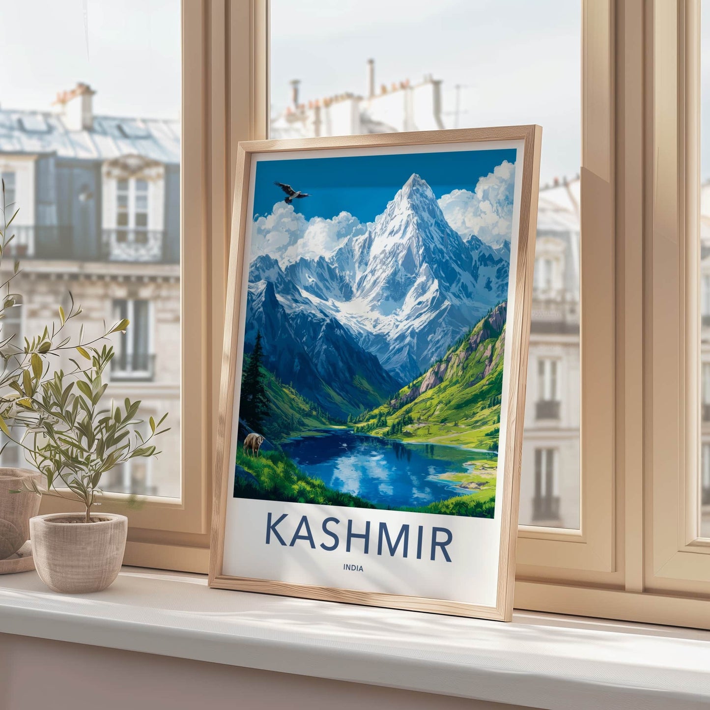 Kashmir Poster - India Travel Art - Kashmir Majestic Mountain Vista Home Decor