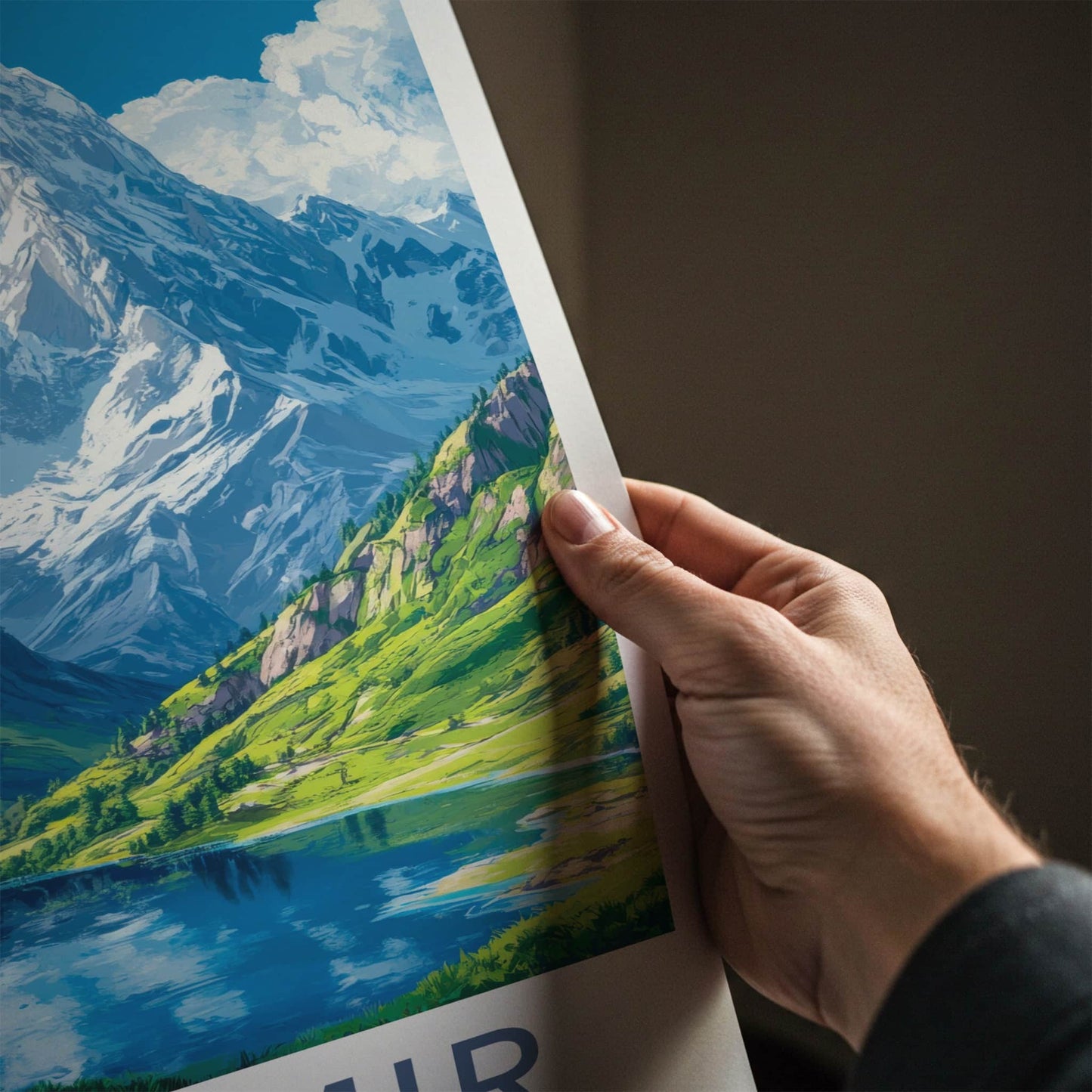 Kashmir Poster - India Travel Art - Kashmir Majestic Mountain Vista Home Decor