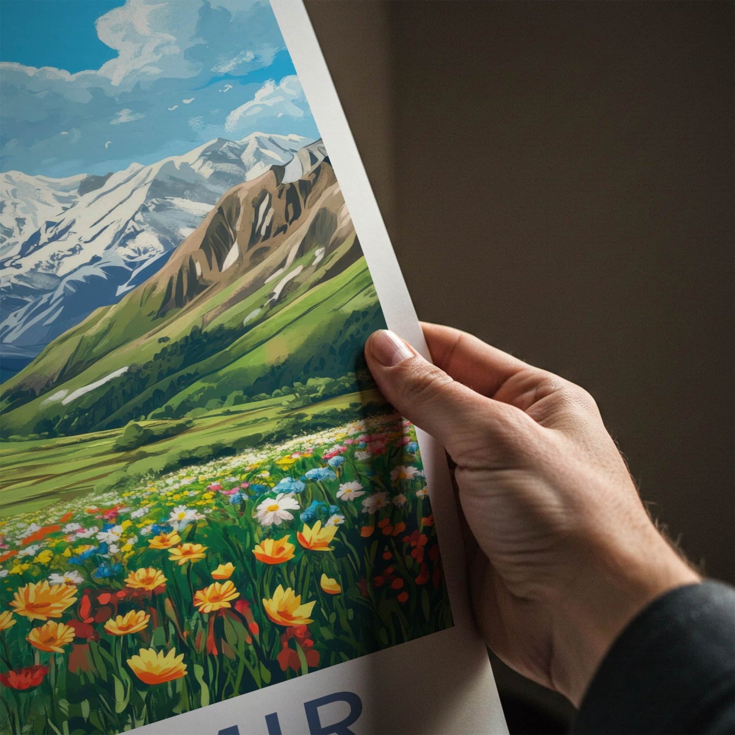 Kashmir Poster - India Travel Art - Kashmir Snow Covered Peaks Home Decor