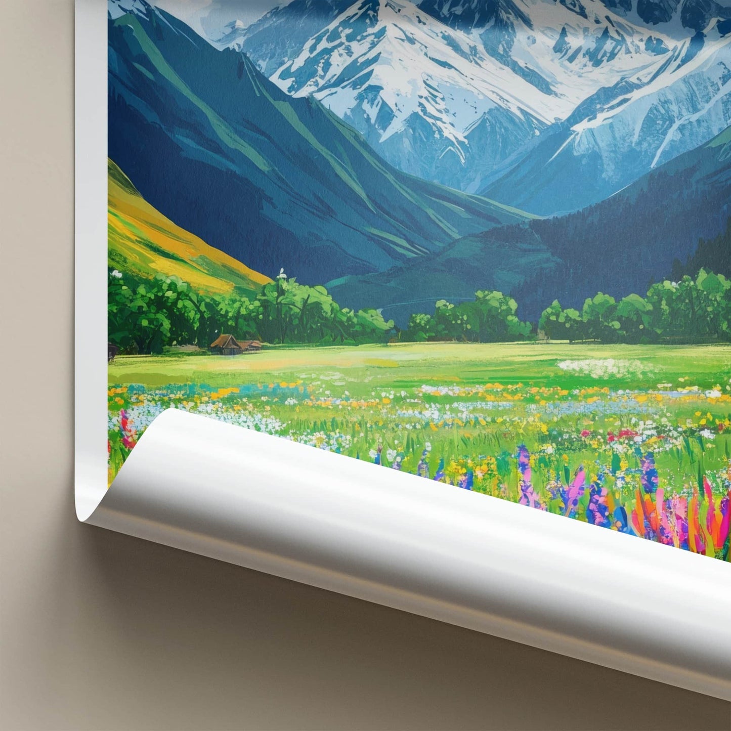 Kashmir Poster - India Travel Print - Kashmir Snowy Peaks Home Decor