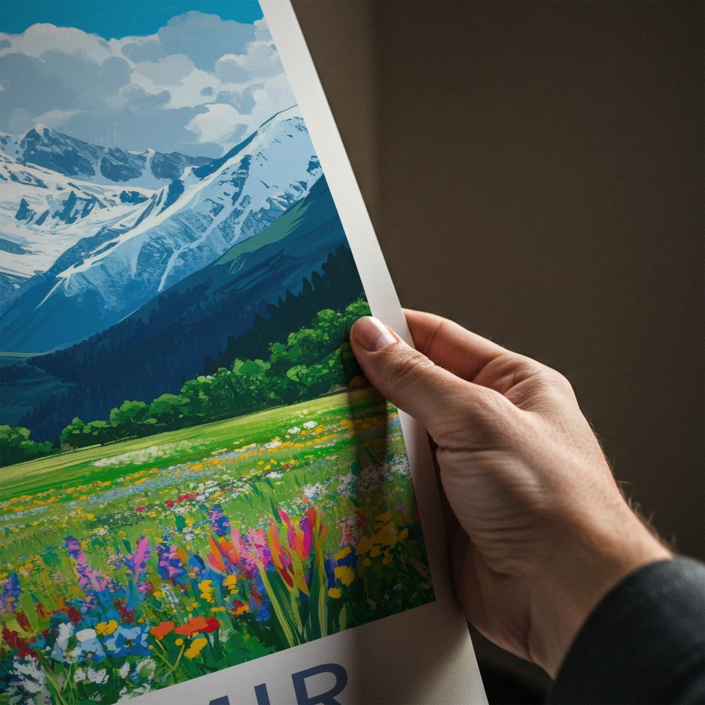 Kashmir Poster - India Travel Print - Kashmir Snowy Peaks Home Decor