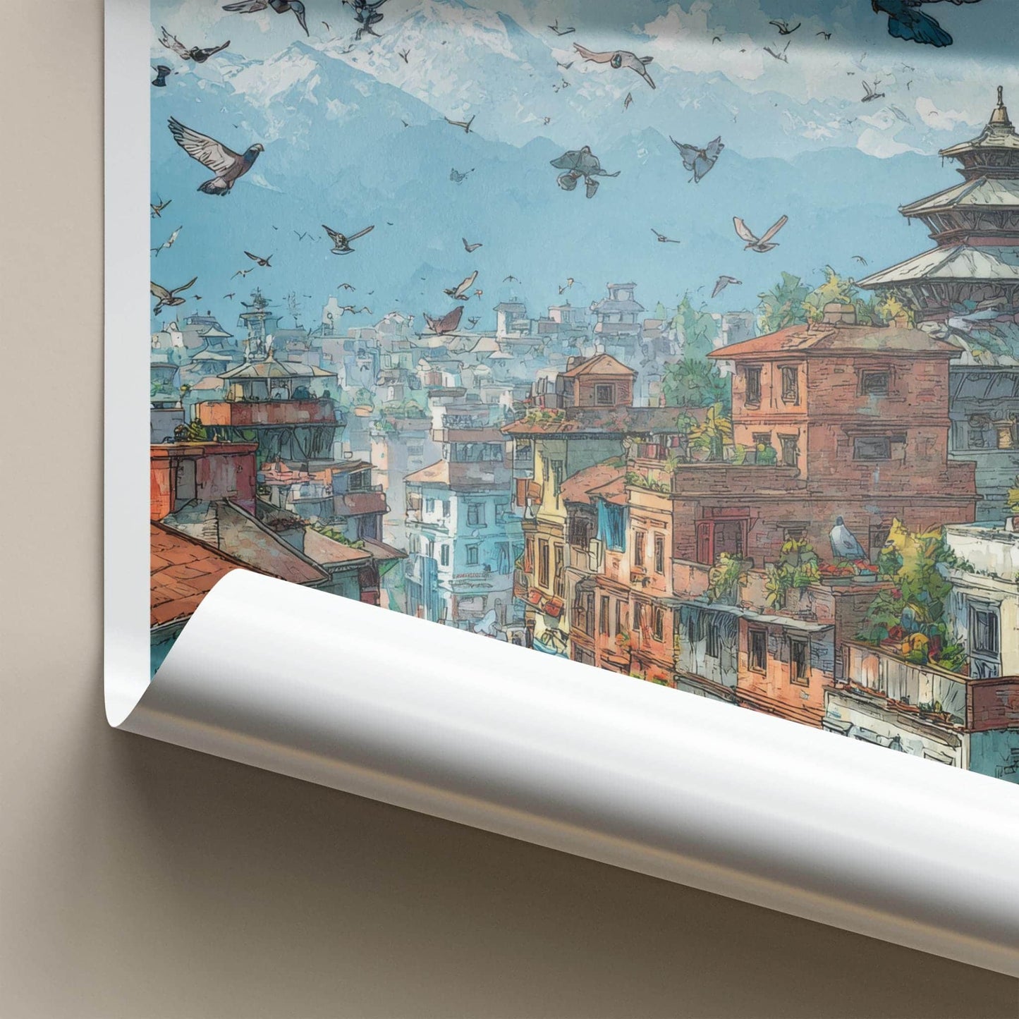 Kathmandu Poster - Nepal Travel Art - Himalayan Peaks City Home Decor