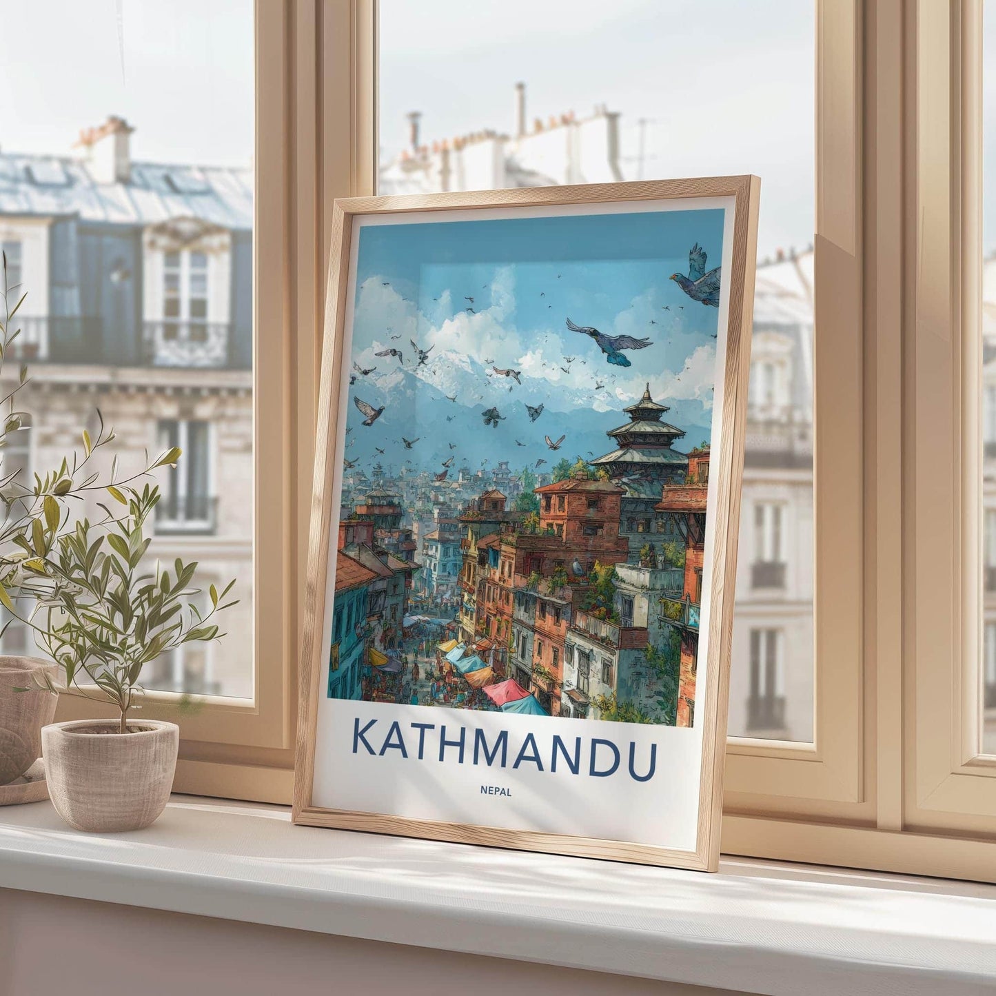 Kathmandu Poster - Nepal Travel Art - Himalayan Peaks City Home Decor