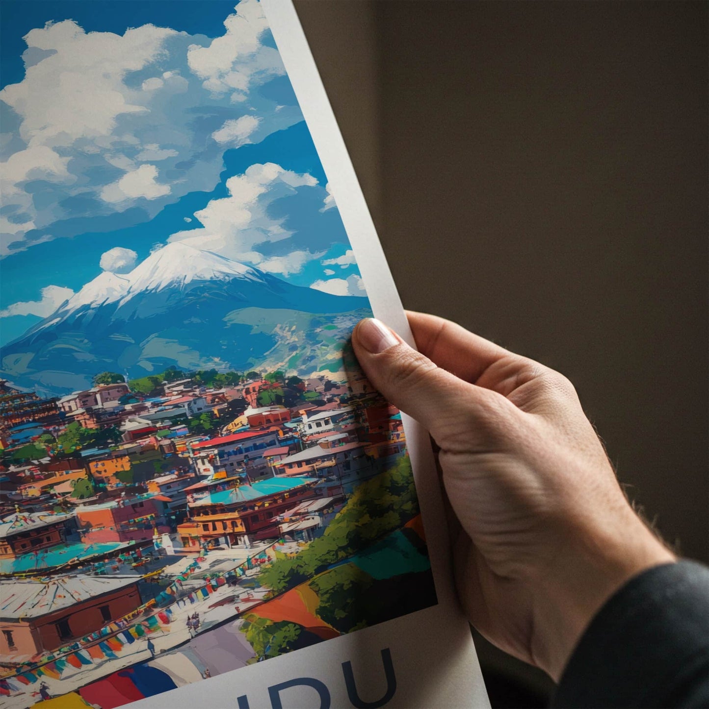 Kathmandu Poster - Nepal Travel Art - Himalayan Stupa City Home Decor
