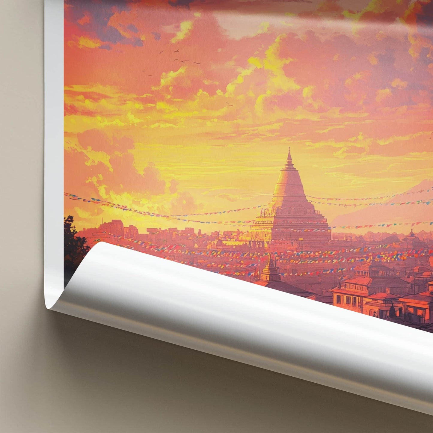 Kathmandu Poster - Nepal Travel Art - Vibrant City Sunset Home Decor