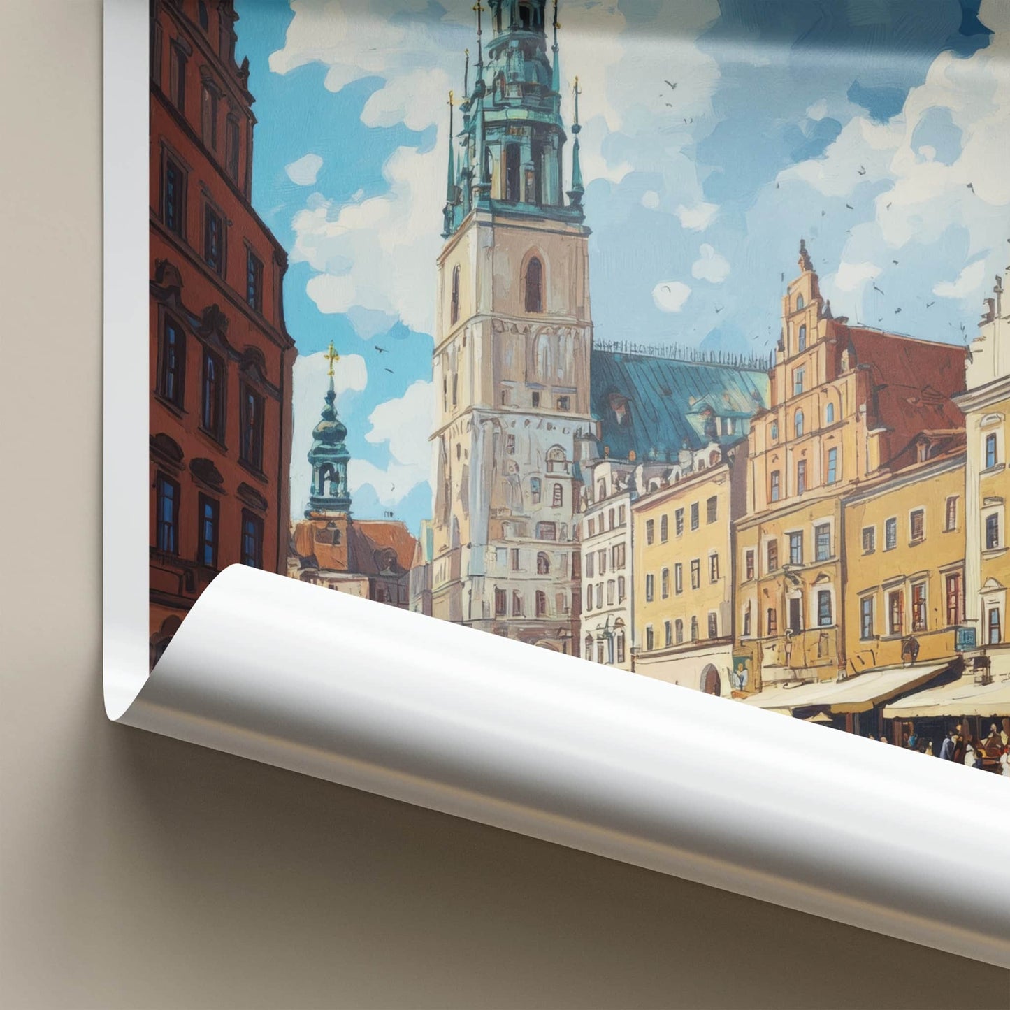 Katowice Poster - Poland Travel Art - Bustling Market Square Wall Decor