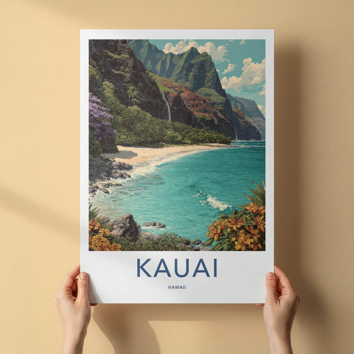 Kauai Poster - Hawaii Framed Print - Lush Mountain Beach Framed Decor